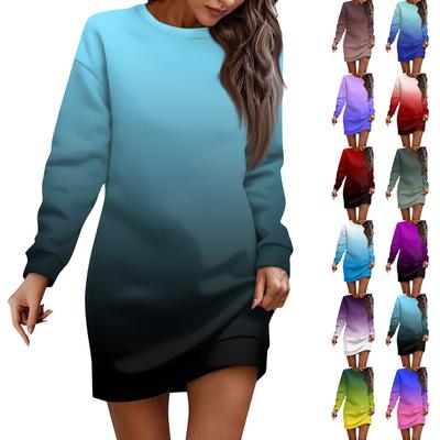 Платье с длинным рукавом для женщин, повседневный пуловер с градиентом, платье-свитер, осень