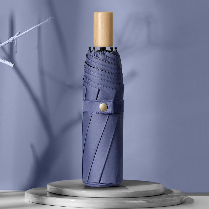 Новый простой зонт от солнца из винила с ручкой из массива дерева, тройной, анти-ультрафиолетовый зонт, реклама