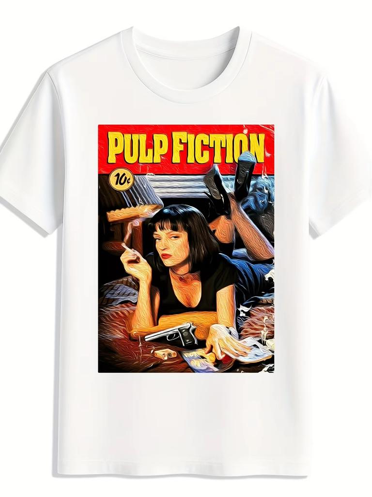 2026 Summer New Men's "Pulp Fiction" Pattern High-quality, Comfortable and Casual Printed Men's T-shirt