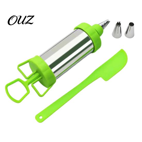 Cupcake Frosting Decorator Stainless Steel Cake Icing Dispenser Set, Reusable Baking Tools with Scraper And Detachable Replaceable Nozzles,