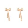 Korean Trendy Bow  Drop Earrings For Women Luxury Sparkling Cubic Zirconia Long Tassel Earrings Jewelry Gifts