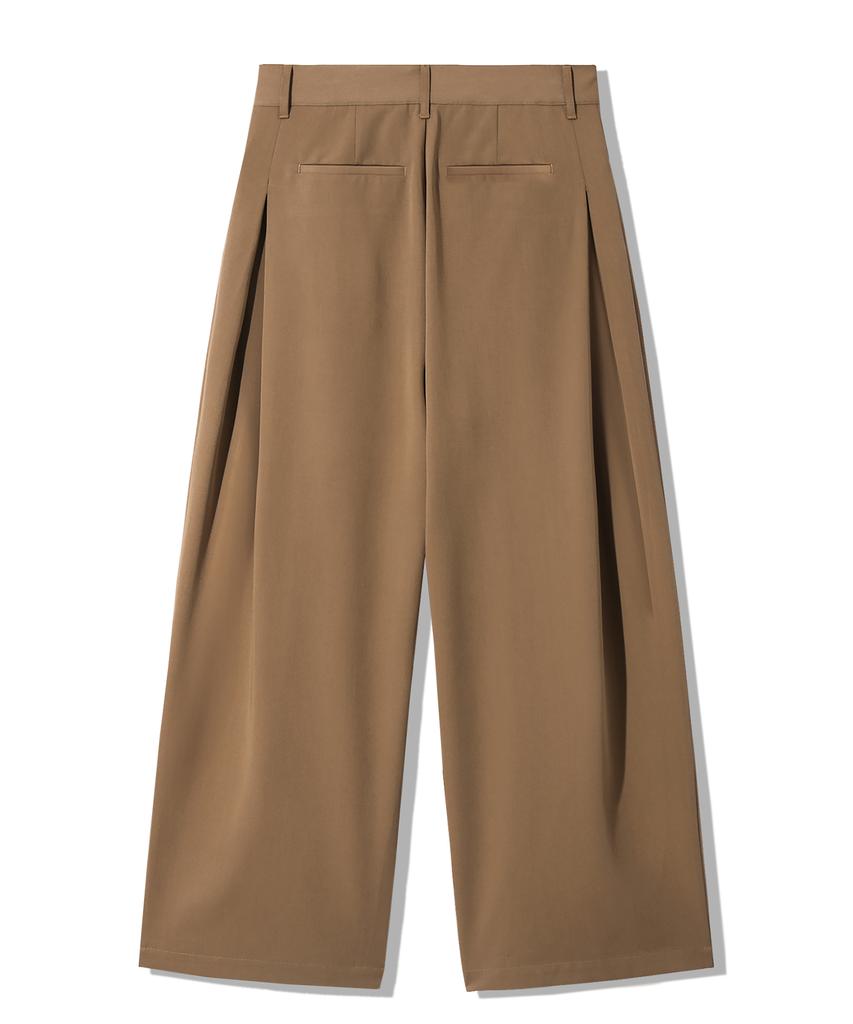 TRILLION Double Inverted Tuck Wide Pants [Beige]