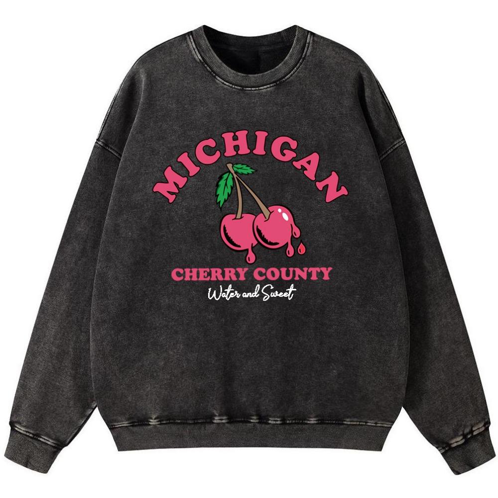 Женский винтажный хлопковый свитшот Cherry County, уличный повседневный пуловер, осенняя толстовка свободного тонкого стиля