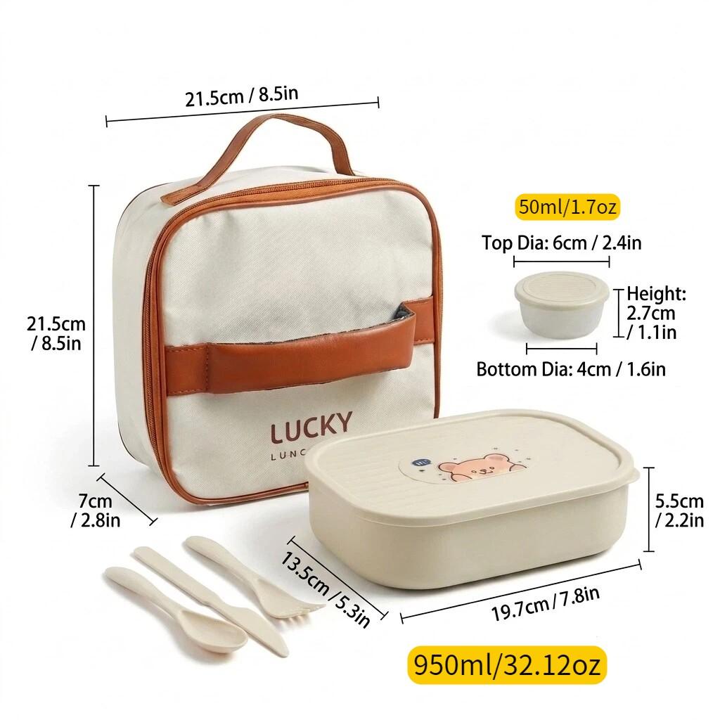 Cute Plastic Divided Lunch Box For Kids Students Portable Sealed Detachable 3 Grids Fruit Salad Food Container Microwave Safe