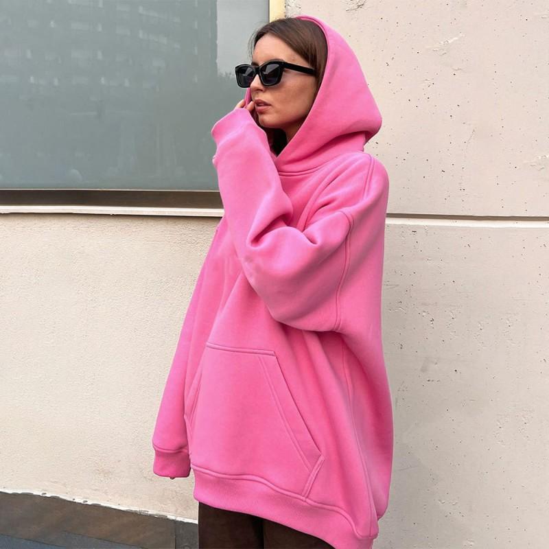 Hoodie Women Men Street Style Fleece Sweatshirt Loose Fit With Pocket Fall Winter