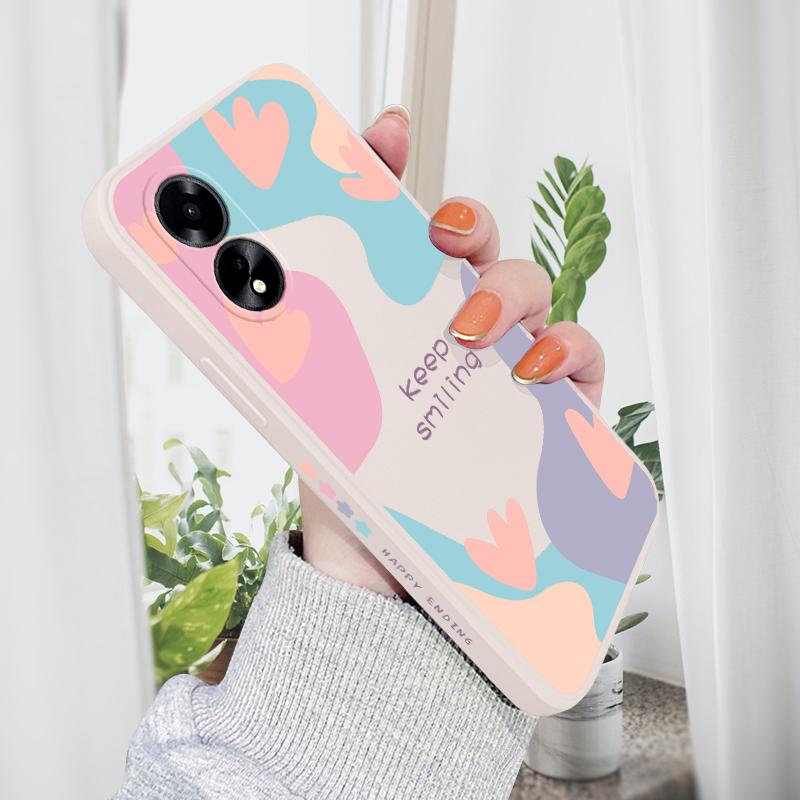 Чехол для телефона с мультяшным красочным узором и квадратным жидким силиконом TPU с полным покрытием для камеры, противоударный защитный чехол для OPPO Reno Realme