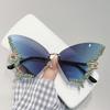 New Luxury Rimless Anti Blue Light Butterfly Sunglasses Ladies Fashion Unique Outdoor Eye Protection Eyewear Diamond Goggles