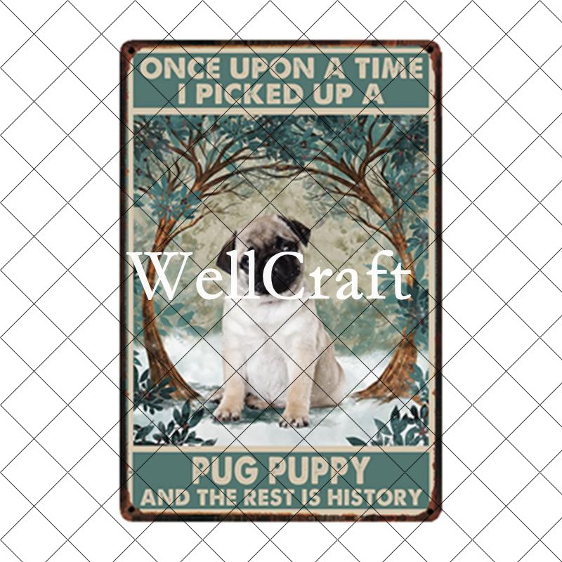 WellCraft Pet Friend Pug Boxer Dog Life Rules Tin Bath Soap Metal Signs Posters Vintage Wall Plaque Custom Pub Decor WX