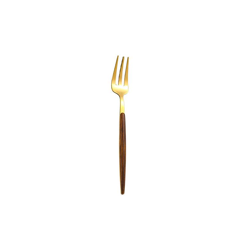 Ins Gold Tableware 430 Stainless Steel Knives, Forks and Spoons Set Imitation Wood Western Food Steak Knives and Forks