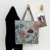 Весна Лето Новая Женская Сумка Модная Трендовая Этнический Стиль Холщовая Сумка Большая Вместимость Сумка на Плечо Принт Дизайн