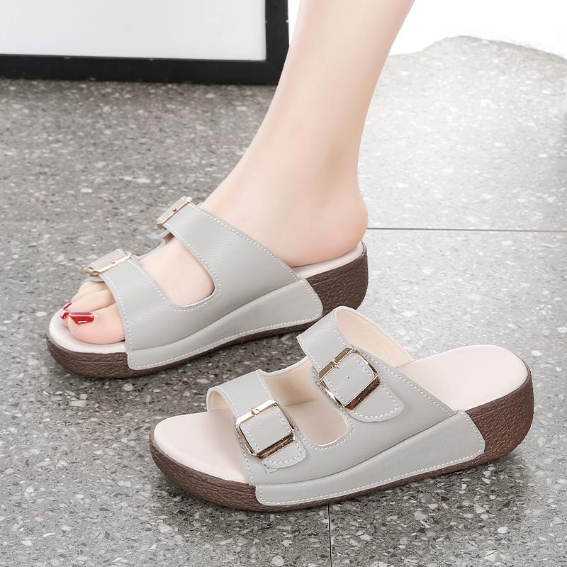Women's Slippers Classic Thick Bottom Anti Slip Double Buckle Comfortable 2024 Unisex Fashion Slippers Big Size 35-44