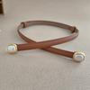 Sophisticated Leather Belt For Women With Simple Pearl Metal Buckle For Work Or Casuals