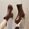 Fashion Autumn Winter Round Toe Heeled Warm Booties Platform Leather Female Short Shoes New Rock Trend 2025 Luxury Women's Ankle Boots