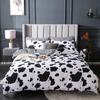 Cartoon Bedding Set Cow Print Duvet Cover Black White Comforter Cover Milk Cow Bedspreads Cover Reversible Plaid Grid Room Decor