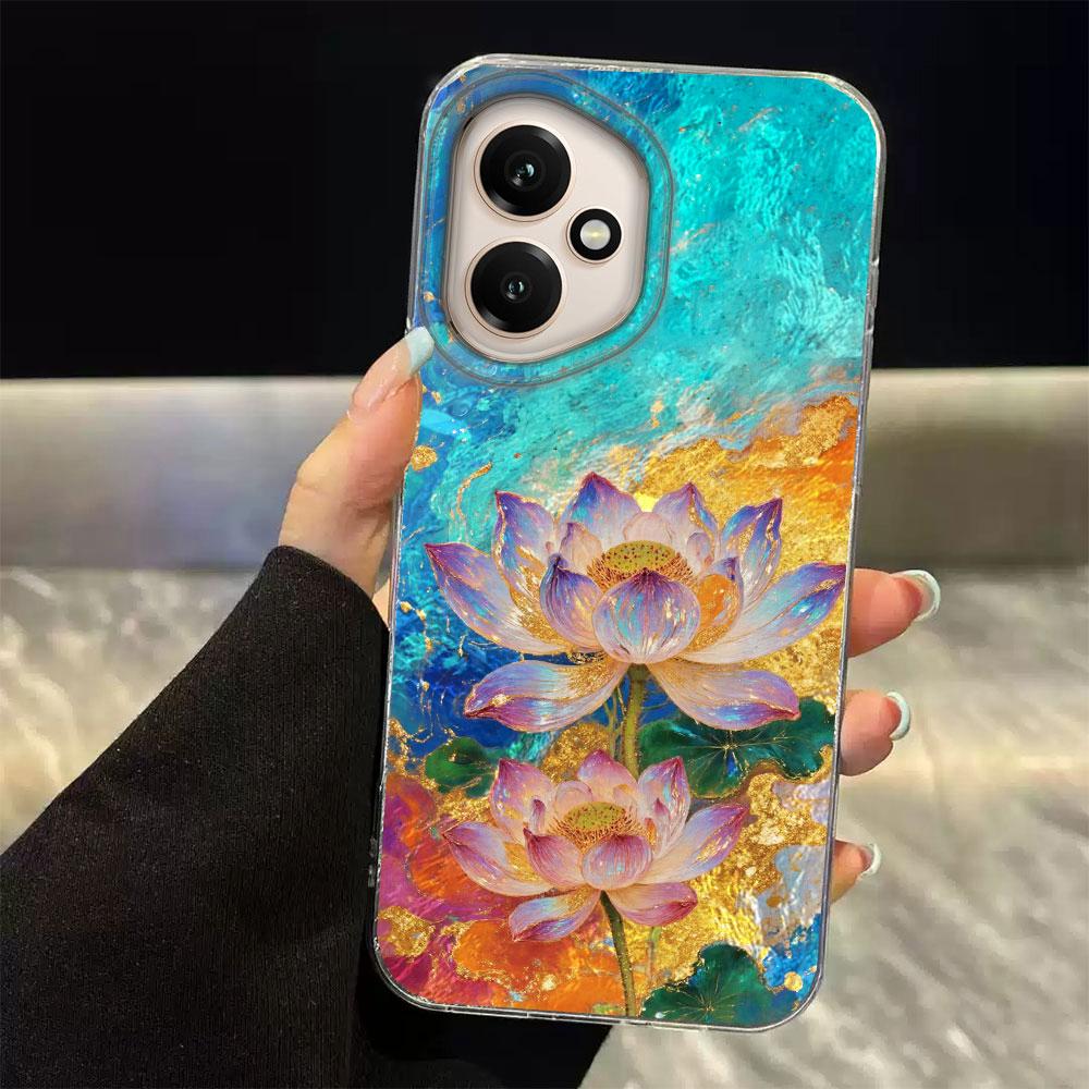 Для Honor 400 Pro Magic7 200 Lite X9a X8c X9b X7d X9c X8a X8b X6c X6b Розовый Цветок Лотоса Блестящий Корейский Женский Чехол для Телефона
