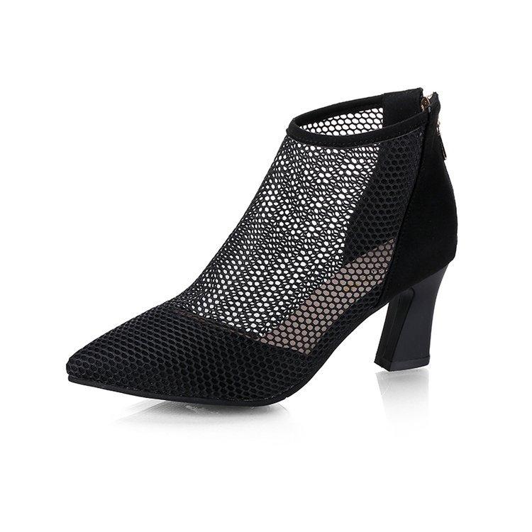 2024 Trendy Boots for Women Summer New Korean Edition Spring and Autumn Mid Heel Mesh Breathable Fashion Sandals for Women