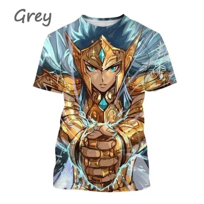 Футболка Saint Seiya с 3D-принтом для мужчин и женщин, круглый вырез, повседневные топы с короткими рукавами, свободные футболки, аниме-футболка
