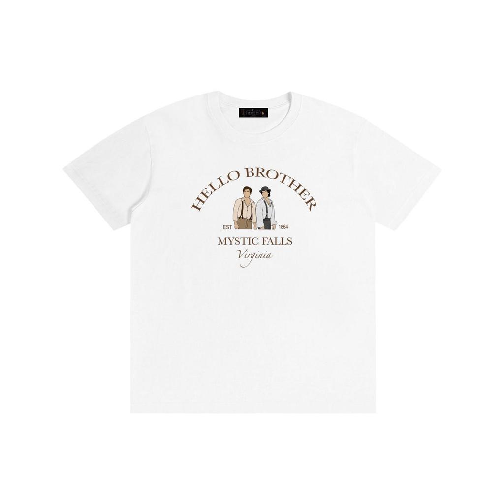 Hello Brother Mystic Falls Unisex T-Shirt | Damon & Stefan TVD Inspired Graphic Tee