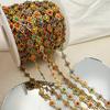 1Meter Stainless Steel Chain Colorful Enamel Daisy Flower Beaded Charm Paper Clip Chain for DIY Jewelry Making Necklace Bracelet