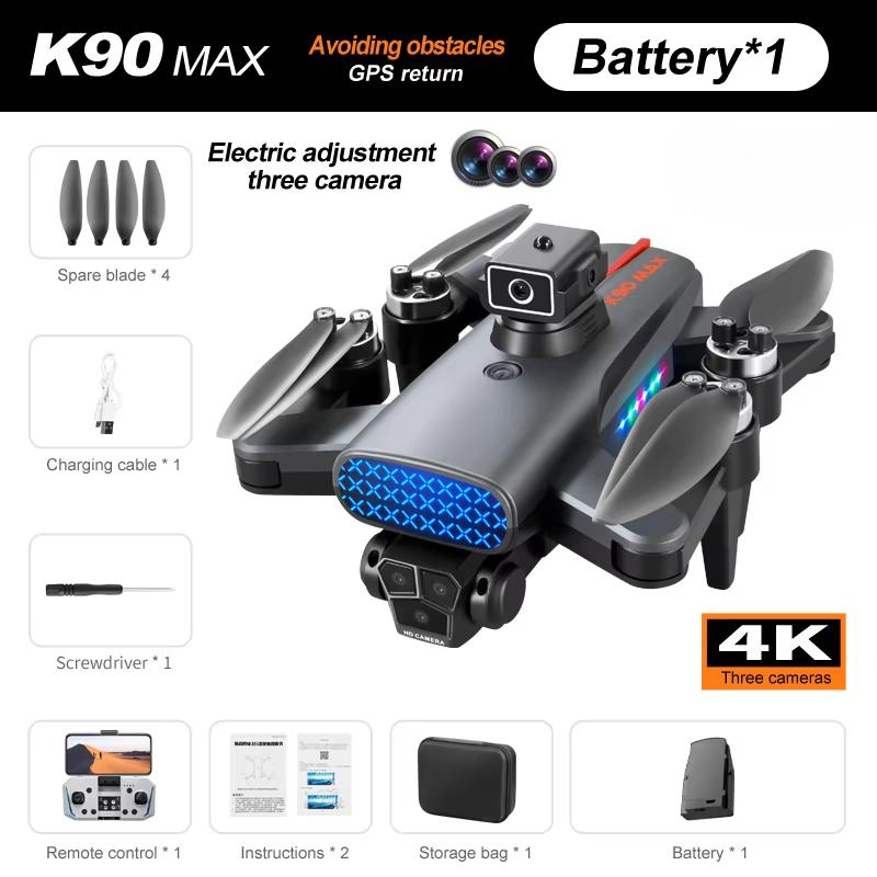 Новый профессиональный дрон K90 Max 4K HD ESC 3 камеры бесщеточный двигатель GPS 5G WIFI 360 обход препятствий складной квадрокоптер для аэрофотосъемки игрушка в подарок