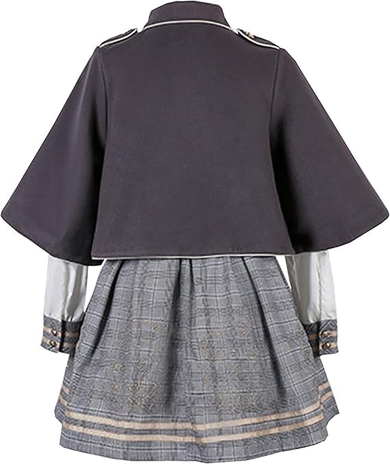 JIURUN Лолита С длинным рукавом Лолита Плюс Мори Милый JK Uniform Косплей Школа Аниме Сладкий Свободный Идеально подходит для Цветения вишни Мечтательный Милый Серый Галстук Кейп Шляпа