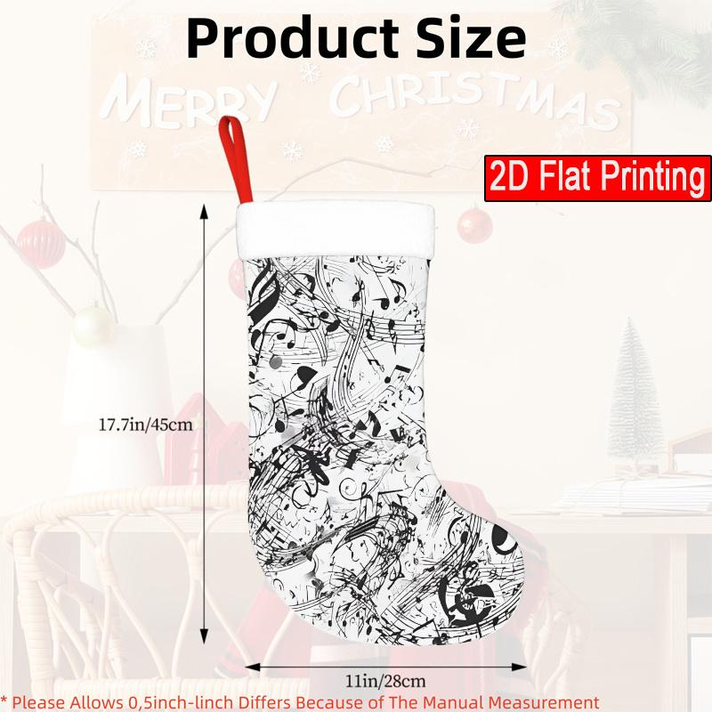 Christmas decoration fireplace hanging stocking 1pc Musical Stocking Socks with Candy /Pendant - Musical Notes Pattern C