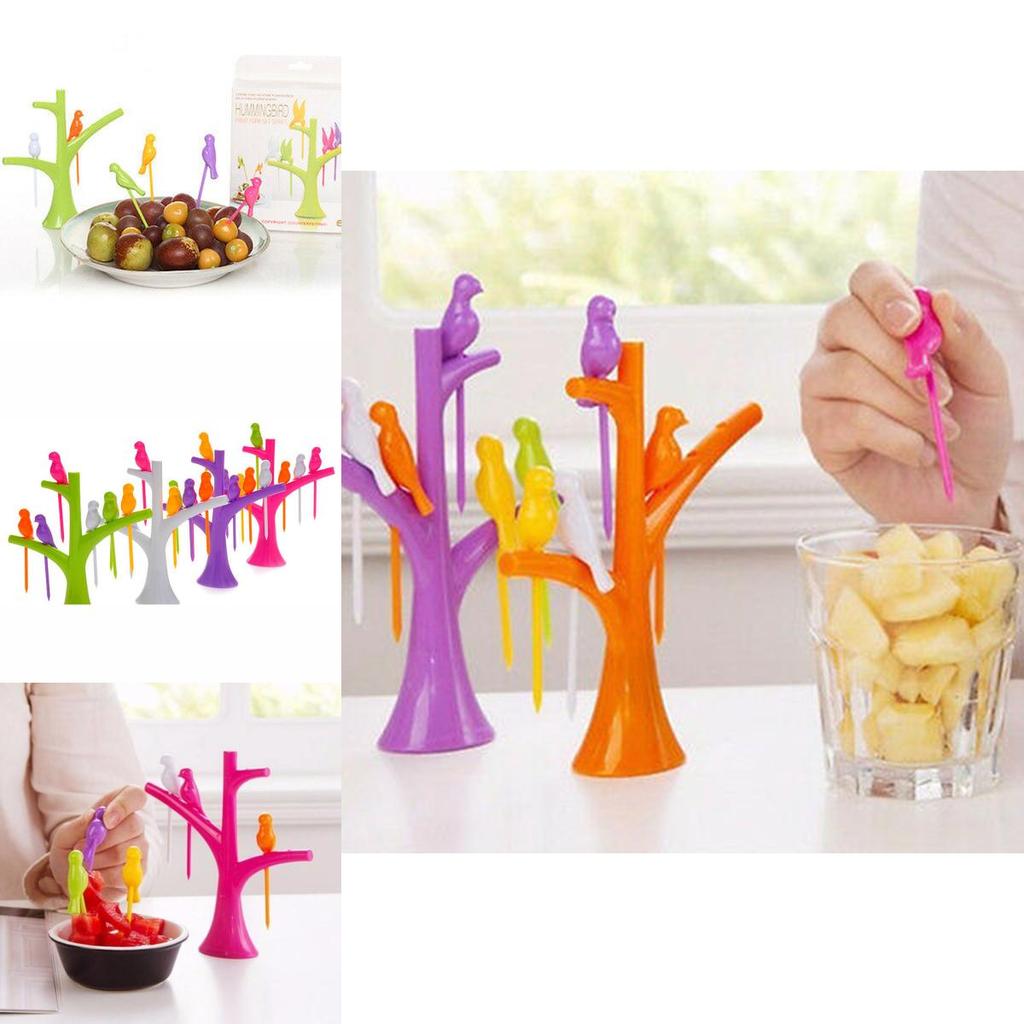 Adorably Designed Treetop Bird Fruit Fork With Vibrant Colors And Practical Use