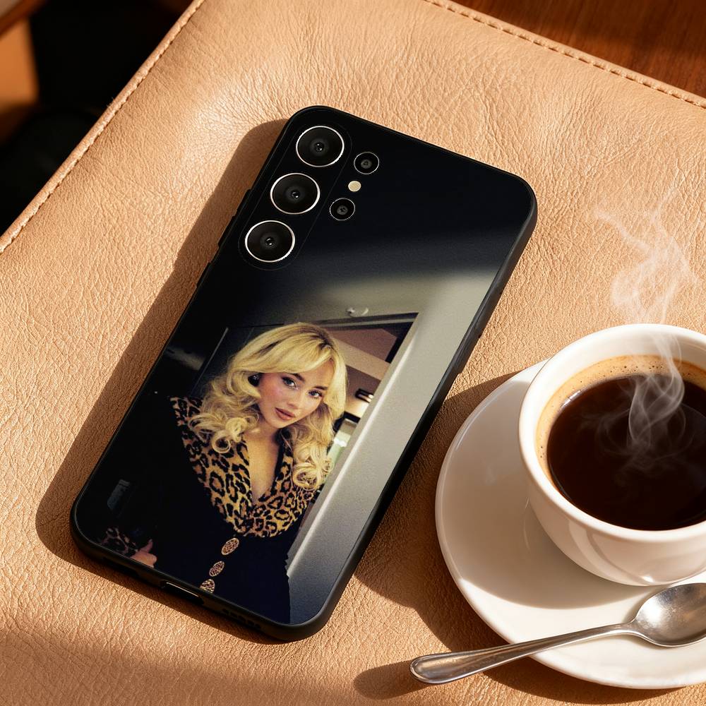S-Sabrina Carpenter Singer Phone Case For Samsung S25,24,23,22,30,21,10,9,Ultra,Plus,Lite,FE Black Soft Case