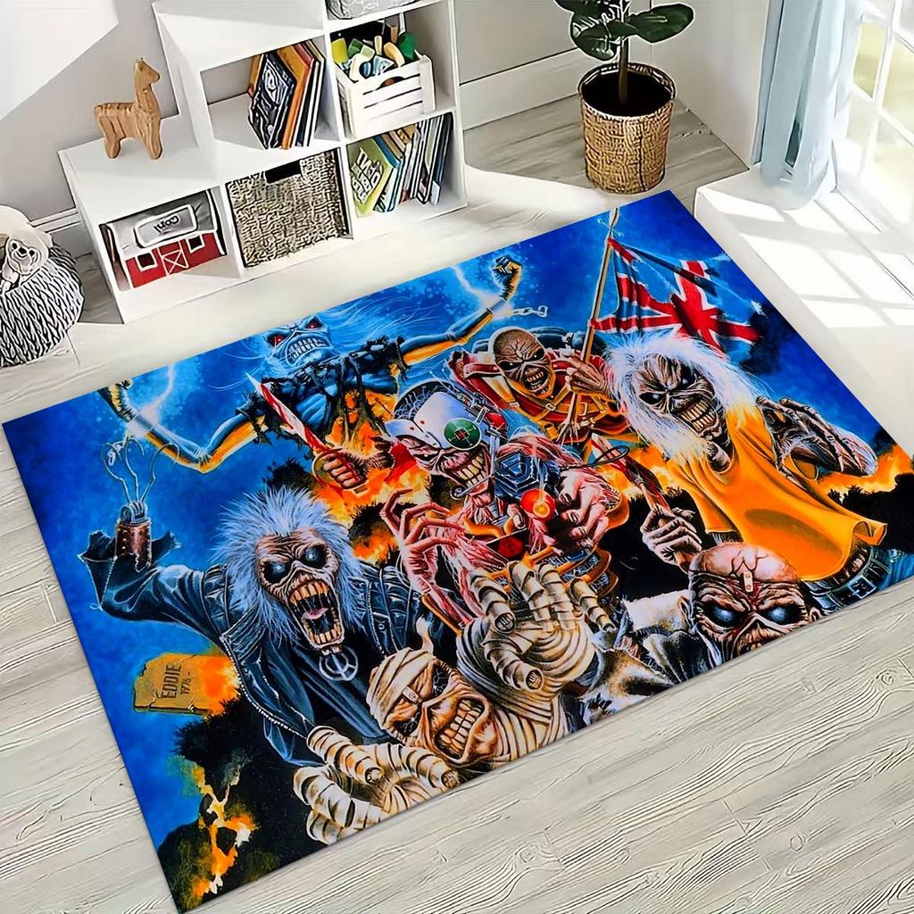 3D I-Iron-Maidens Music Band Art Carpet Rug for Bedroom Living Room Sofa Home Doormat Decor,Large Kids Non-slip Floor Mat