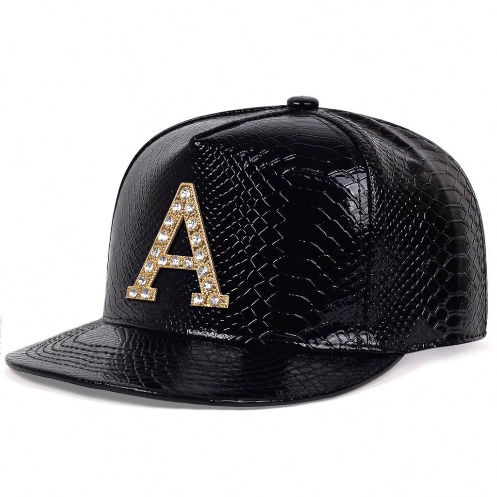 Металл с дрелью Крокодиловая зернистая ПУ кожа Хип-хоп шляпа Унисекс Кепка бейсболка с плоским верхом Модные уличные солнцезащитные шляпы Кепки для отдыха и путешествий