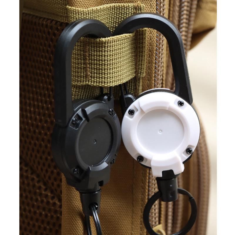 1Pcs Heavy Duty Retractable Pull Badges Id Reel Carabiner Key Chain Steel Wire Rope Buckle Key Holder Outdoor Keychain Tools