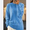 Cozy 3D Embroidered Floral Sweater for Women Loose Fit Long Sleeve Pullover, Light Blue Round Neck Sweater for Fall & Winter