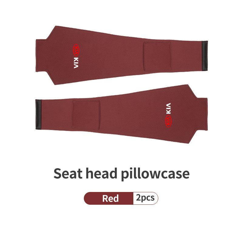 AAAFR1 Car Logo Headrest Cover Suede Perforated Breathable Head Pillowcase Pads For KIA Cerato Proceed Venga Stonic Picanto Sorento