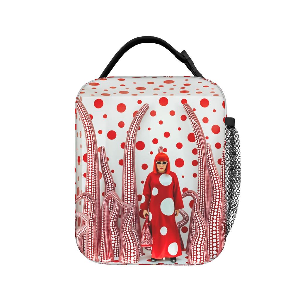 Yayoi Kusama Abstract Face Lunch Bag Fashion Office Lunch Box Custom Portable Insulated Thermal Tote Handbags