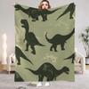1 шт. Зеленое одеяло с принтом юрских динозавров. Уютное фланелевое одеяло для дома, гостиной, спальни. Подарок на день рождения для мальчиков.