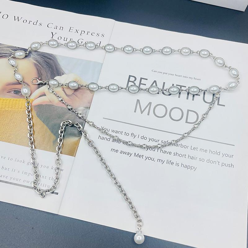 Y2k Metallic Waist Belt With Waterdiamond Embellishments For Female Fashion