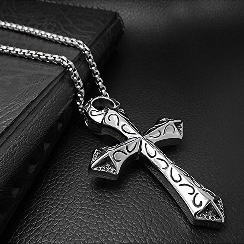 Мужское ожерелье Женское ожерелье хип-хоп Хип-хоп Титановое ожерелье Крест 410c20236502