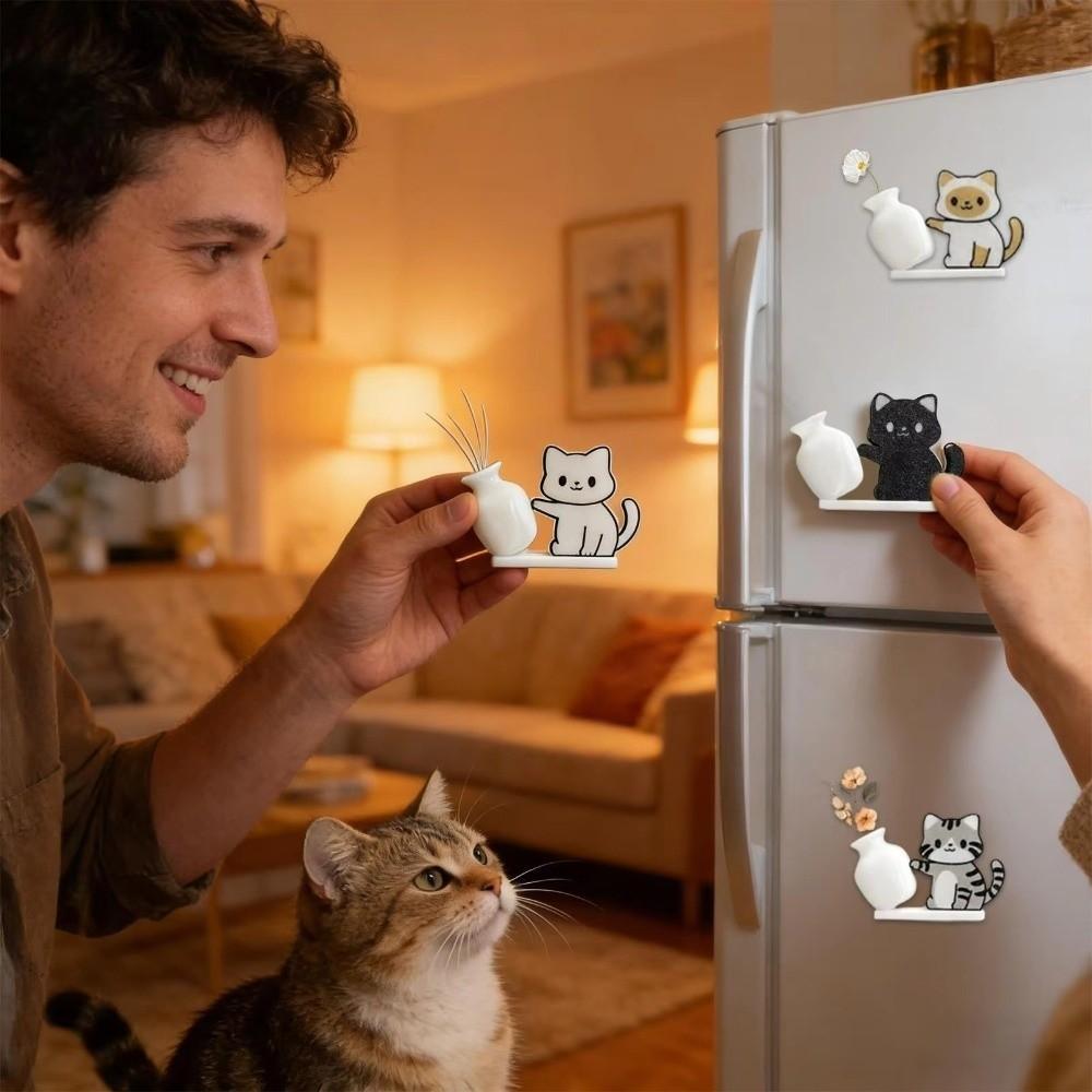 Magnetic Cat Hair Storage Memorial Box Acrylic Cat Refrigerator Sticker  for Home Decoration
