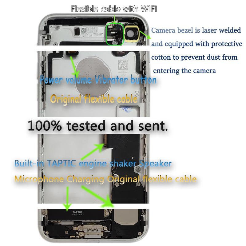 Полная сборка батарейного отсека для iPhone 7, задняя дверь, задняя крышка с боковой кнопкой вибратора, средняя рамка, гибкое шасси