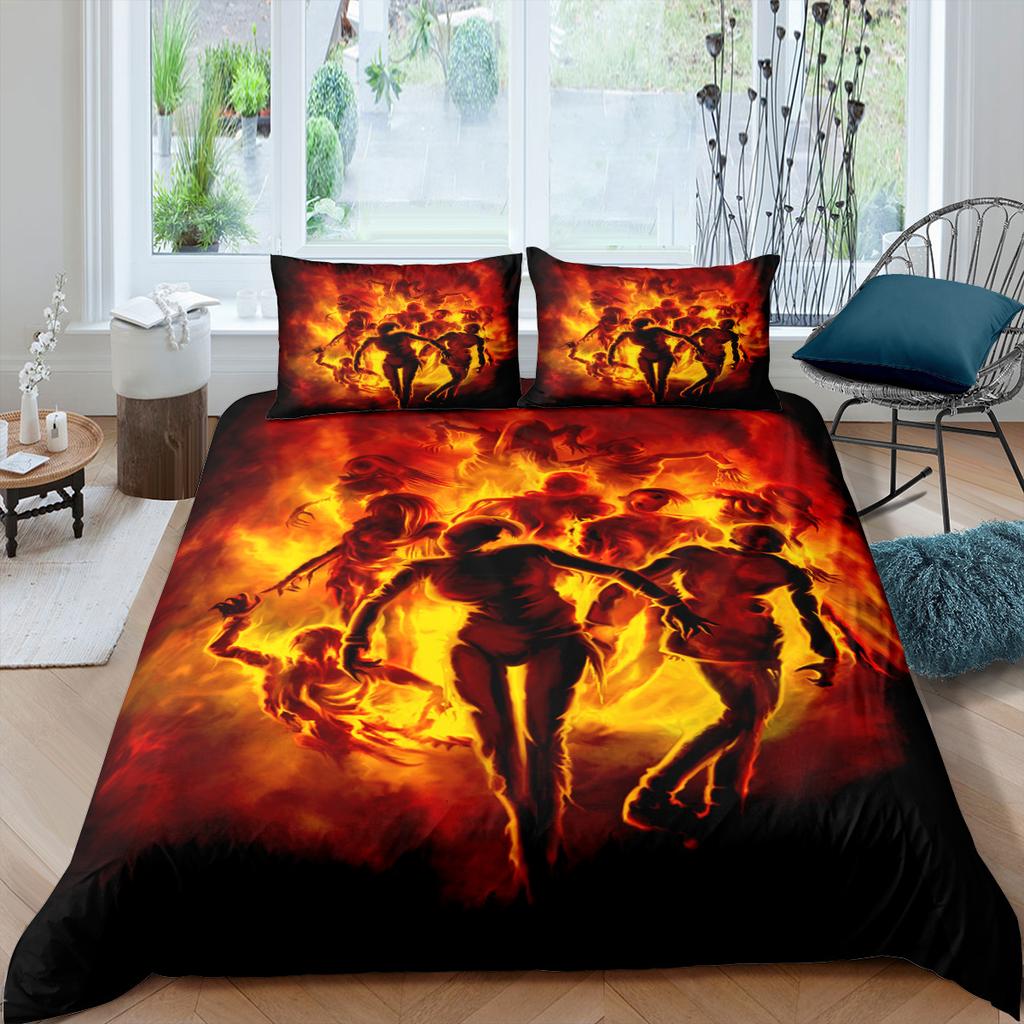 3D Skull Head Bedding Set Terror Pattern Quilt Cover Pillow Case 2 or 3 Pieces DE135 * 2 Halloween Extra Large Soft Home Decoration