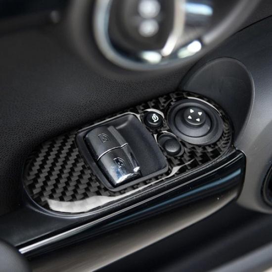 Real Carbon Fiber Door Armrest Window Lift Trim For BMW Mini Cooper F56 14-21
