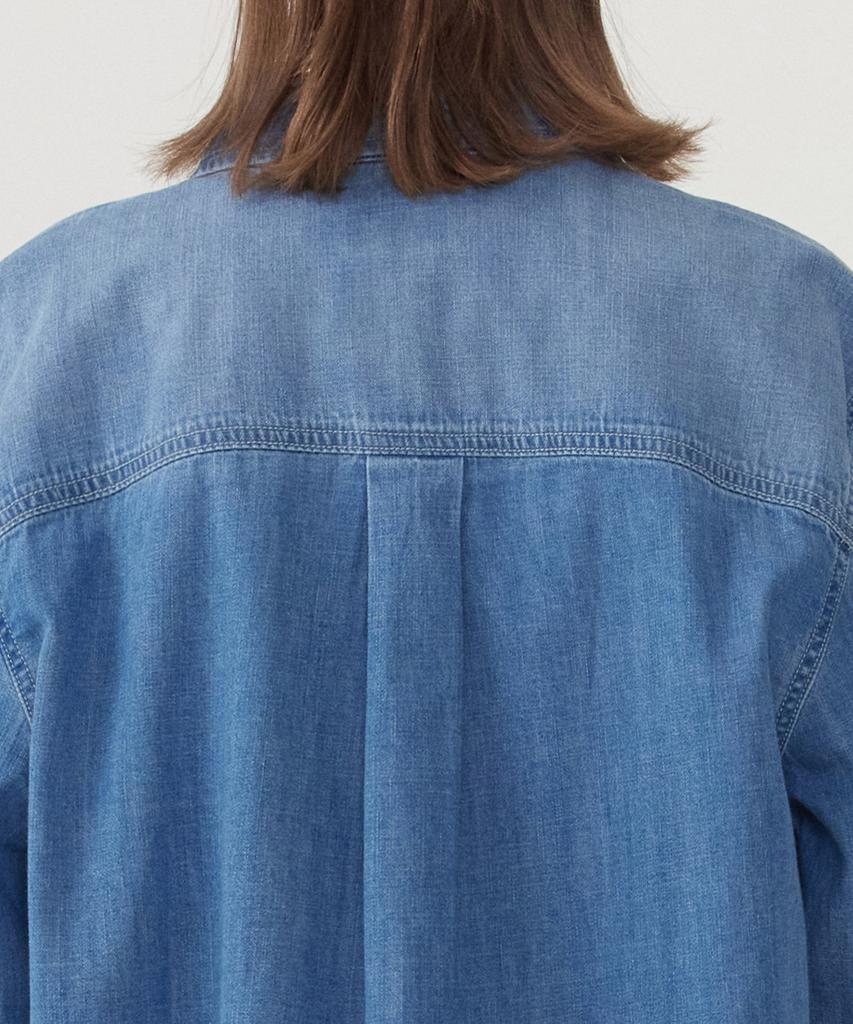 COVERNAT WOMAN Pocket Denim Shirt Blue