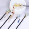 Classic Ladies Women Hanfu Tassel Hair Accessories Flower Hairpins Hair Sticks Wooden Hair Fork