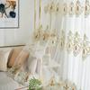 European-Style Vintage Luxury Sheer Embroidered Curtains, Featuring A Top Rod Pocket for Hanging, Suitable for Living Rooms, Dining Rooms