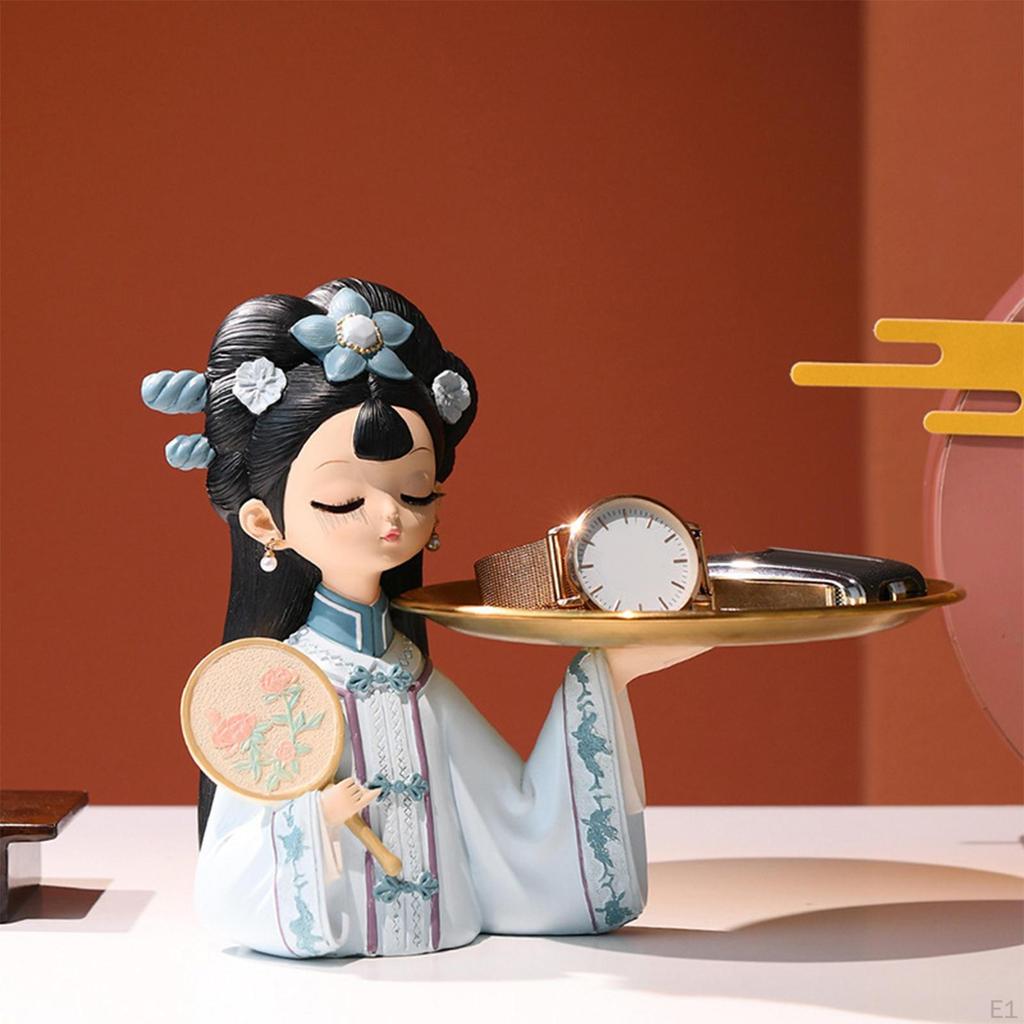 Статуэтка китайской девушки, декоративная входная ключница, полимерный материал, художественная статуя для хранения ювелирных изделий