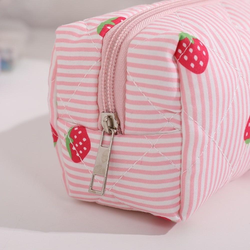 Quilted Stationery Bag Strawberry Striped Pencil Pouch INS Stationery Pouch Gift