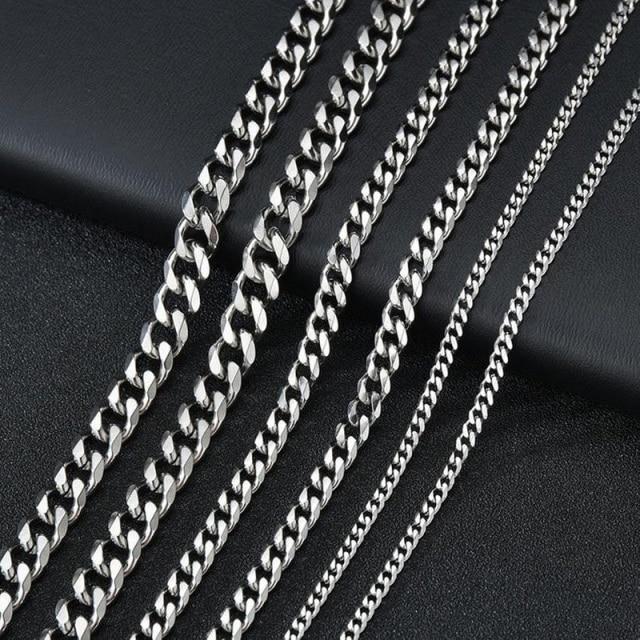 Classic Men Necklace Width 3 To 7 MM Stainless Steel Long Necklace For Men Women Chain Jewelry