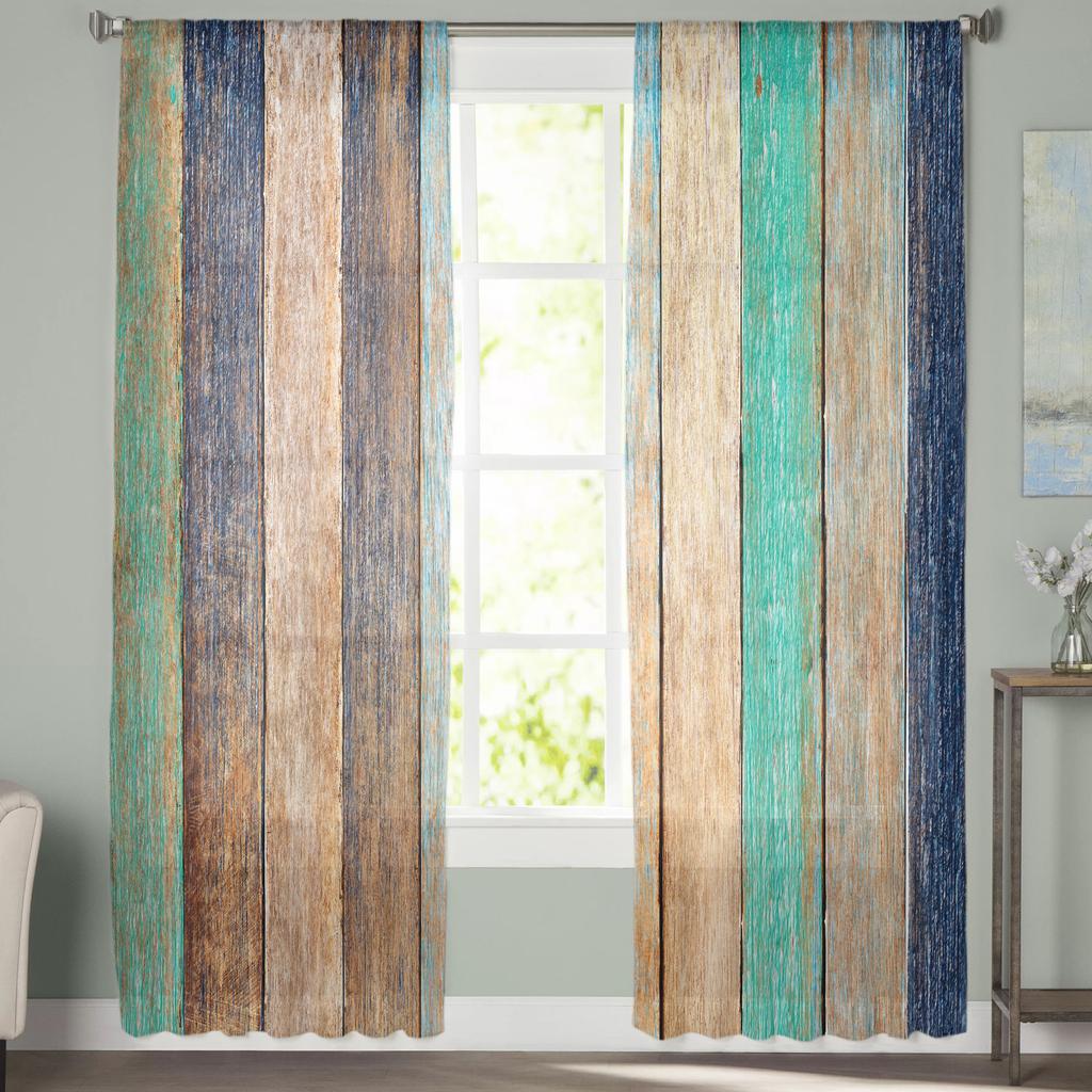 Винтажные текстуры дерева, современные шторы для гостиной, прозрачные тюлевые шторы, прозрачные оконные занавески для спальни, аксессуары, декор