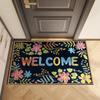 Floral Welcome Entrance Doormat Washable Outdoor Indoor Carpet Rug for Home Decoration Floor Mat for Front Door Hallway Bathroom