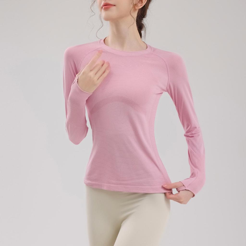 Женский облегающий быстросохнущий топ с длинным рукавом для йоги и бега - Дышащий, с круглым вырезом, для осени/зимы